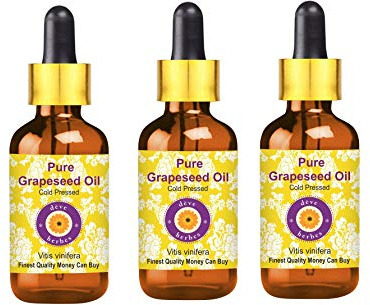 Deve Herbes - Olio di semi di uva puro (Vitis vinifera) con contagocce in vetro, 100% naturale, per la cura della persona, 100 ml x 3 (100 oz)