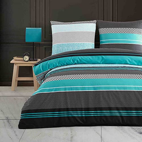 Buymax Bettwäsche 135x200 cm – Bettwäsche Set 2-teilig 135 x 200 cm, Renforcé 100% Baumwolle, Bettbezug mit 1 Kissenbezug 80x80 cm, Oeko-TEX, Reißverschluss, weich und atmungsaktiv