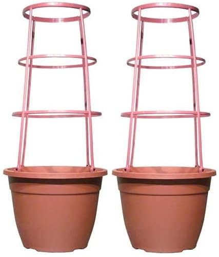 Muddy Hands Set of 2 – 9.5 Litre Terracotta Plastic Trellis Planters Climbing Plants Support Sweet Pea Runner Bean Tomato Plant Pots