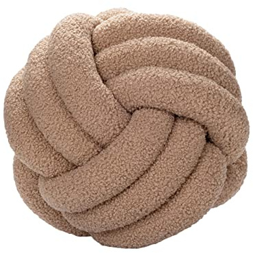 Bigougem Knotenballkissen, geknotetes Ballkissen, ultraweich, Begleitung, dekorativ, handgewebt, geknoteter Ball, Lamm Samt, Sofakissen, Knotenkissen, Sofakissen, Khaki