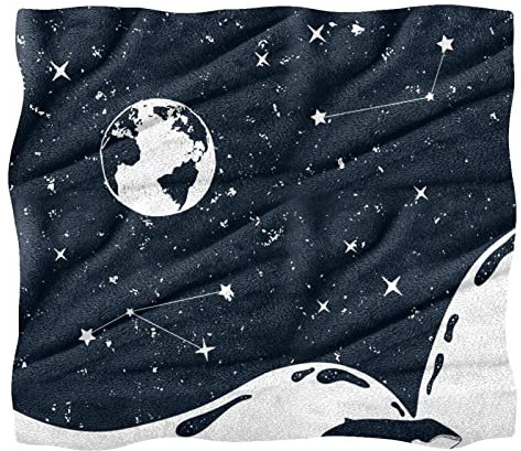 Fleece-Überwurfdecke für Couch, Sofa oder Bett, gemütliche, weiche Decken, Mond, Stern, Himmel, Wal
