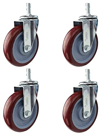 Möbelrollen Plattenrollen Gewinde M12 * 30 mm Hochleistungs-Lenkrollen mit Bremse 300 kg geräuscharmer Gummi Industrie-Lenkrollen Vorbau Universalrollen für Möbelwagen Werkbankrolle (Colo (F 2,5 Zoll