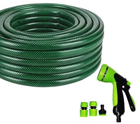 Dapetz® Reinforced Hose Pipe Connectors Set – Anti Kinking Garden Hose, 30M Flexi Hose, Durable Hosepipe for Garden, Magic Hose, Pond Hose, Hose Pipe Connector, Tap Connector & Fittings Kit