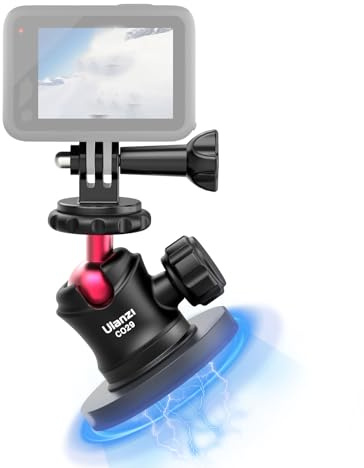 ULANZI Magnetiskt kamerafäste för actionkamera, starkt magnetiskt fäste med 360° roterande kulhuvud och inbyggda 6 magneter, kompatibel med Gopro Hero 13/12/11/10, DJI Osmo Action Osmo Nano, Insta360