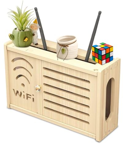 LUPATDY Massivholz Router Schrank,Wall Mounted WiFi Storage Boxrouter Verstecken,Router Aufbewahrungsbox-Kabelbox,TV Set Top Box Organisator-Holz WiFi Dekoratives Regal