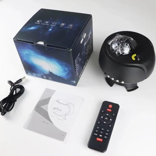 LED Aurora Starry Sky Projector Night Light Galaxy Projector Bluetooth Music Speaker Nebula Starry Sky Projector Lamp Home Room Decoration (Color : Black Galaxy)