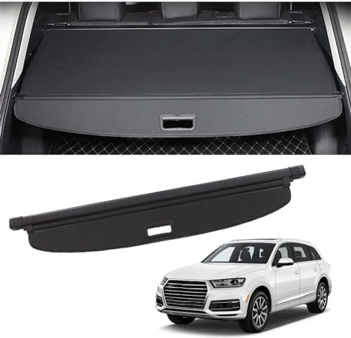 CAOXINZI Auto Ausziehbar Laderaumabdeckung für Audi Q7 (Typ 4M) SUV 2016, Auto Einziehbarer Kofferraumabdeckung Rollo Auto Frachtabdeckungen Kofferraum Schutz Abdeckung