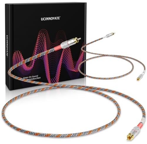 UCINNOVATE 2er Pack 0,5 m / 1,64 ft HiFi-Audiophile Cinch-zu-Cinch-Kabel, cinch auf lautsprecherkabel mit vergoldeten Anschlüssen für Stereoanlagen, Heimkinos, Plattenspieler subwoofer kabel