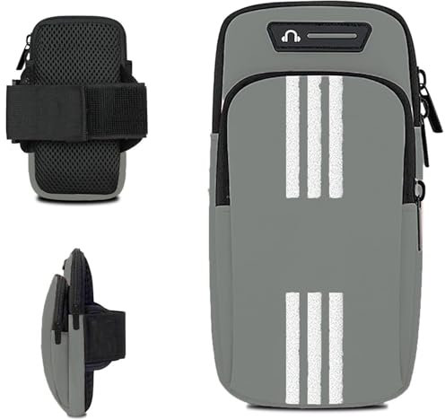 Brassard Telephone Sport, Sac de Sport, Sac pour Téléphone Portable, Course à Pied, Sac de Bras, Brassard Smartphone de Course, Sac à Bras Universel, Smartphone Running Brassard 6.8 (Gris)