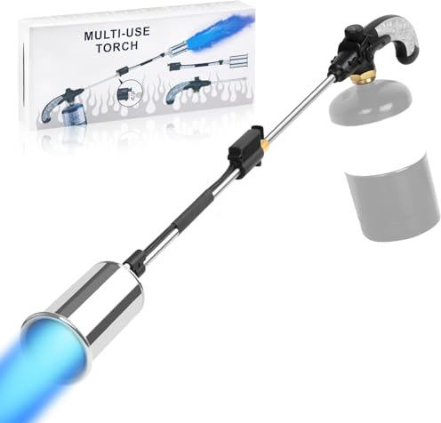 Propane Torch Weed Burner, High Output Weed Torch Heat Jet Tool,Heavy Duty Blow Torch withHeat Output Control and 30 Detachable Long Arm For Garden Wood Ice Snow Road Weeding