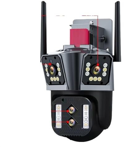 Caméra IP extérieure PTZ à trois lentilles 12 MP 8 K - Double écran - Suivi automatique humain - Caméra de sécurité étanche 8 MP pour la sécurité à domicile