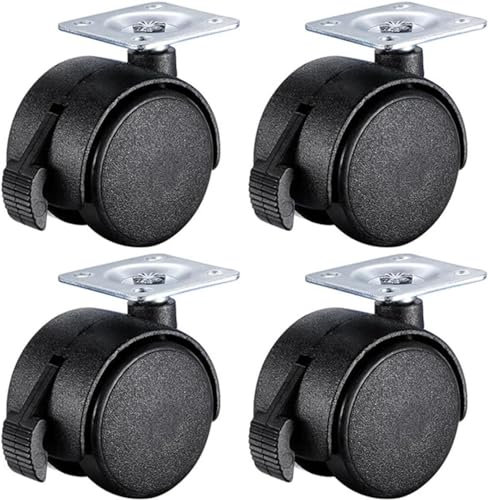 360° Schwenkbare/Geräuscharme Rollen, 4 Stück Schwarze Lenkrollen, Rollen Für Möbel, Lenkrollen Mit Bremsen/Ohne Bremsen, Transportrollen, Ersatzrollen Für Möbel/4 Brakes/40Mm(1.57In)