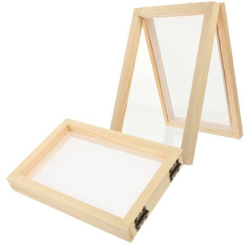 PHENOFICE 2stücke Holzrahmen Für Papierherstellung Mit DIY-papierhandwerk Für Junge Mädchen Handgeschöpftes Papier Lernspielzeug Experimentierspielzeug
