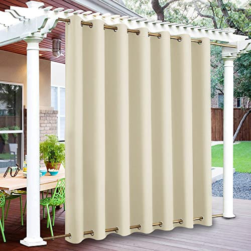 Wasserdichter Outdoor-Vorhang für Pergola, Garten, Pavillon, wärmeisoliert, Verdunkelungsvorhänge, 254 x 213 cm, winddicht und wasserdicht, beige, Ösen oben und unten, ideal für den Außenbereich, 1