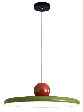 S-Cevada Lámpara Colgante Moderna 40cm LED Dimmable Lámpara Suspendida de Metal Vintage con Portalámparas de Color para Dormitorio Isla de Cocina Salón Pasillo Comedor (Rojo+Verde)
