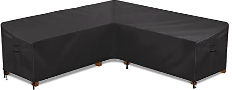 Gartenmöbelabdeckung, 420D Oxford, wasserdicht, L-Form, Ecksofa-Abdeckung, Rattan-Terrassenmöbel, Schutzhülle, 270 x 270 x 90 cm, Staubschutz für Gartenmöbel
