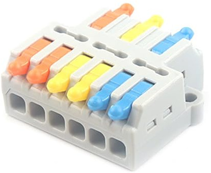 JOYELEC 8 Stück Verbindungsklemmen,D3-6 Schnellanschlussklemme Kabelverbinder,Kompakten Steckklemmen 3 Eingänge/6 Ausgänge, Kabel 0.08-2.5(4.0) mm²,250V,32A Leiter Klemme