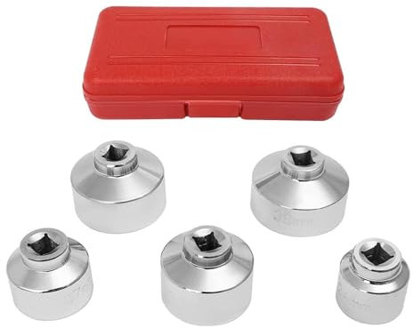 RCBCPLGLNK 5x Universal Oljefilterlock Skiftnyckelsocket Set 24mm 27mm 32mm 36mm 38mm med en förvaringsväska Borttagningsverktyg Passar for Hyundai Passar for Nissan Hylsuttag