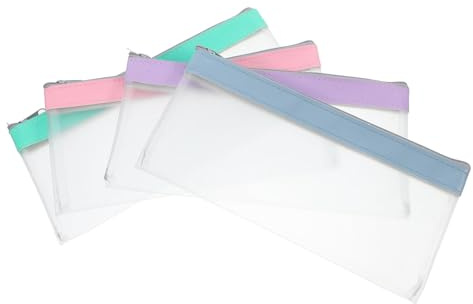 Healvian Kleine Transparente Geldumschläge mit Reißverschluss aus Mattiertem PVC Multifunktionale Budgettasche für Bargeld Schecks Dokumente Wiederverwendbar für Haushalt und Reise