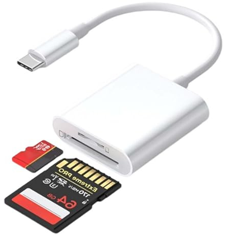 USB C SD Card Reader, Dual Slots Camera Card Viewer Memory Card Reader, SD to USB Type C OTG Adapter, Sd CardReader Adapter, Compatible with IOS, Android, Windows, MacOS, Linus etc. (White)