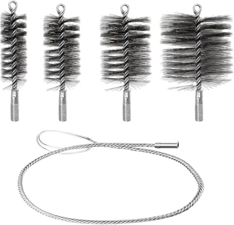 BUERPINKING Rohrbürste, 5 Stück Ofenrohrbürste, Kaminbürste 30mm 50mm 80mm 150mm, Kaminbesen, Schornsteinfeger Bürste