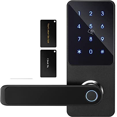 Serrure connectée,Smart Lock Ttlock App Clavier d'entrée sans clé Empreinte Digitale Code d'accès biométrique numérique poignée Intelligente Serrure de Porte télécommande
