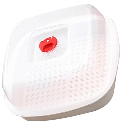 DECOMELODY Vaporera para Microondas de Duradera con Tapa Transparente y Orificios de Ventilación para Cocción y Almacenamiento Refrigerador