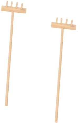 Alasum 2 Stück Mini Zen Garten Rechen Dekorativer Mini Garten Harke für Sandspielbereich Meditationszubehör Desktop Ornament Langlebig und Handlich