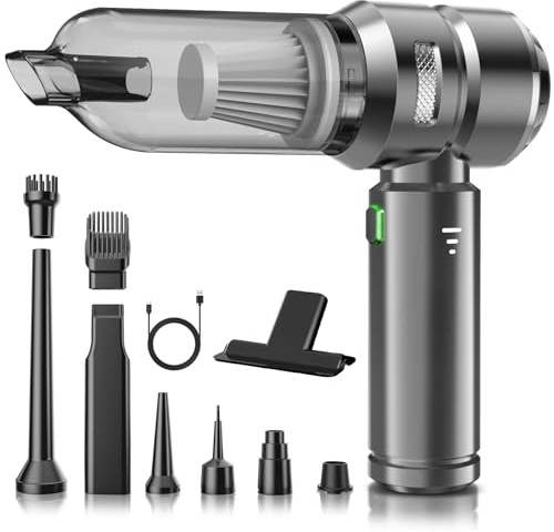 Handheld Vacuum Cleaner, 22000Pa Brushless Motor Cordless Vacuum Cleaners, 3-Speed Car Vacuum Cleaner with Dual Filters and Multiple Brush Heads for Office, Home, Car, Kitchen and Pet Hair, Dark Grey