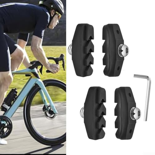 Pumixiy V-Typ für Fahrrad-Bremsbeläge, 50 mm, Gummimaterial für starke Bremskraft unter allen Bedingungen, kompatibel mit den meisten Rennrädern und Mountainbikes (2 Bremsbeläge-Sätze)