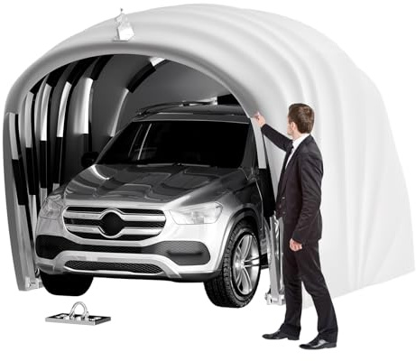 ACLFF Faltbare Garage für Auto, Temporärer Carport, Carport aus Edelstahl, Hochleistungs, Kälte und Regenfester, Langlebiger, Abschließbar für Pick-up, Motorräder, Hof
