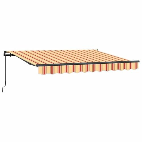 Infällbar markis 350 x 200 cm – flerfärgad av polyester och aluminium för terrass, balkong och trädgård – väderbeständig, UV-skydd, enkel montering