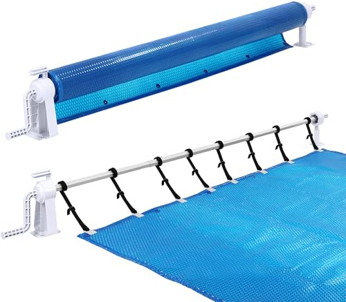 TATIVALO Pool Aufroller 1,05–6,15 m Aluminium Solarplanen Aufroller | Aufrollvorrichtung für Poolfolie & Solarplane, Mobiles Aufrollsystem mit Befestigungsbändern, Poolabdeckung Aufroller