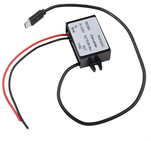 Spelonify Convertidor CC CC de 12 V 24 V a 5 V USB C, módulo reductor impermeable IP68 con bajo ruido, suministro de leva de coche y reductor de voltaje de barco marino, carga USB C electrónica del