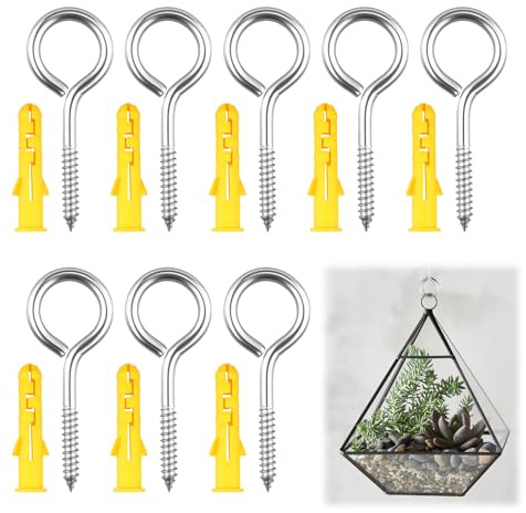 8 Sets M5 x 65mm Vine Eyes with Wall Plugs, Stainless Steel Screw Hooks | Closed-Eye Design, Suitable for Wood and Masonry, Ideal for Garden Wire, Climbing Plants, String Lights and Outdoor Hanging