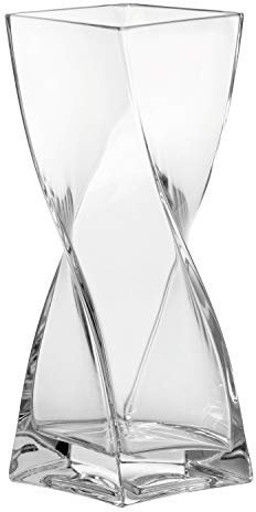 Leonardo Volare Vase, geschwungene dynamisch geformte Blumenwase mit massivem Eisboden, handgefertigtes Klarglas, Höhe 30 cm, 014103