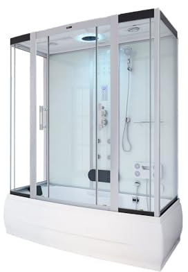 Home Deluxe - Dampfdusche DIAMOND BIG - Weiß, Maße: 190 x 100 x 220 cm - inkl. Radio, Regendusche und komplettem Zubehör I Dampfsauna, Badewanne, Whirlpool, Dusche