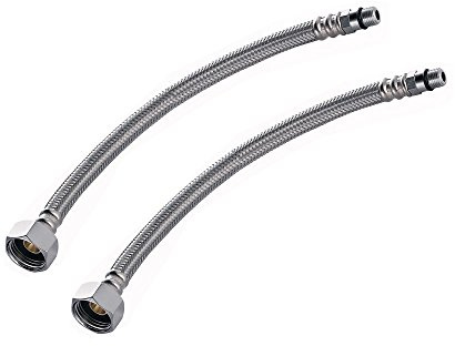 Sinjo Flexibler Wasserhahn-Anschluss 50 cm, 2 Stück – Edelstahl Schlauch für Monoblock-Mischbatterie, Einlochmischer, Küche & Waschbecken, 1/2 Zoll, geflochten | Edelstahl Schlauch, geflochten | Für Monoblock-Mischbatterie, Einlochmischer | Küche & Waschbecken