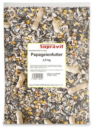 Supravit Papageienfutter 2,5kg – Premium Futtermischung für Papageien Aller Arten | Saaten- & Körnermischung | hochwertiges Vogel-Futter aus Deutschland