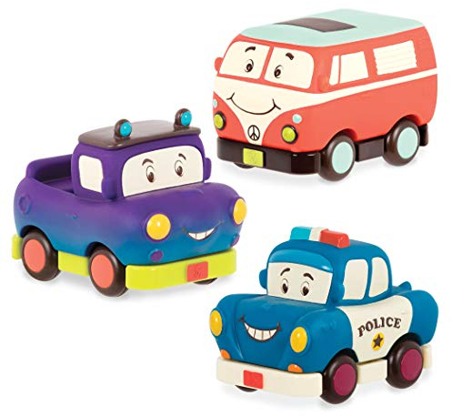 B. toys – Mini Pull – Back Vehicles Set – Set of 3 Vehicles – Truck, Camper Van, Police – 12+ Months
