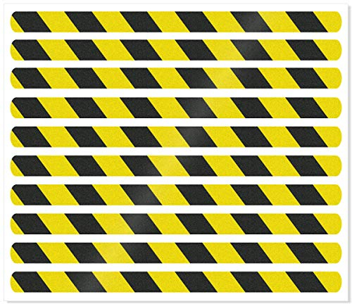 Anti-Rutsch-Streifen für Treppenstufen / 65 x 3 cm / 10 Stück/gelb reflektierend/selbstklebend