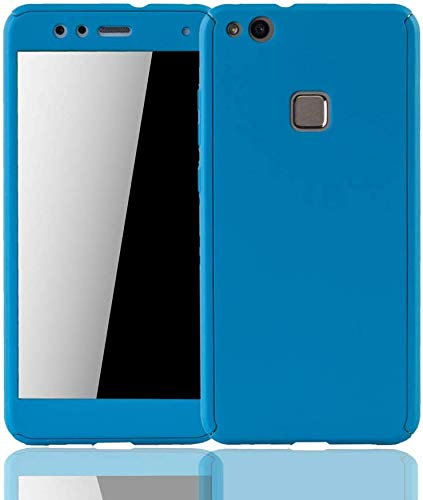 König Design Schutz-Case geeignet für Huawei P10 Lite Hülle mit Panzerglas | Sturzsichere Full Cover Handyhülle in Blau