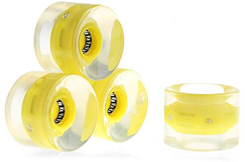 without brand FJY-Ruedas, 60 x 45 mm, transparent, LED Light Up Skateboard Kugellager Smooth Riding Longboard Rollen Multicolor Skate Board (Farbe: gelb)