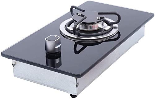 GR-B002 1 Burner LPG RV Caravan RV Cooktop Stove with Tempered Glass Lid, 7.9x14.4x2.8 (1 Burner, Boat, Car, Camping)