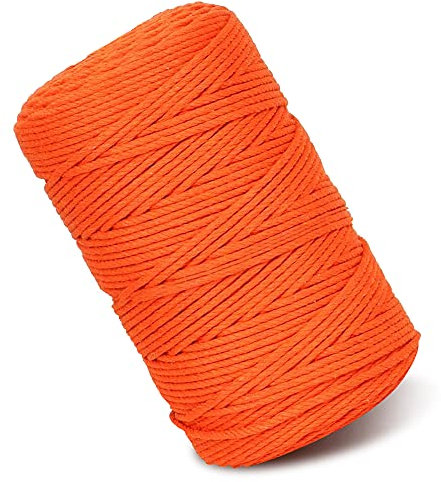Czyan Makramee Garn 3mm x 200m Baumwollgarn Kordel Natur Baumwollkordel für Makramee DIY Handwerk Basteln Wand Aufhängung Pflanze Aufhänger Weben Dekoration (Orange)