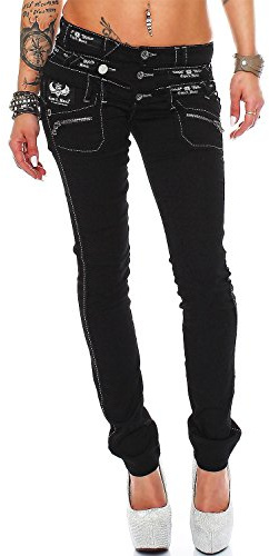 Cipo & Baxx Damjeans byxor höftjeans skinny normal passform stretch rördesign, Dam Kläder, Svart – 11, 28W x 34L