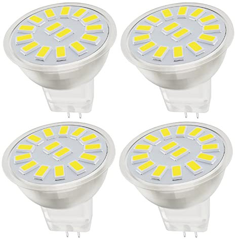 GU4 MR11 Ampoules LED, 5W Equivalent à 50W lampe halogène,500LM, AC/DC 10-30V Spot LED Encastrable GU4 pour Meuble Cuisine Camper, non-dimmable, lot de 4 (Color : Cool White 6000K)