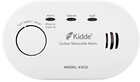 Kidde K5CO Carbon Monoxide Alarm, Ten Year Alarm Sensor Life, AA Battery Powered (Replaceable)