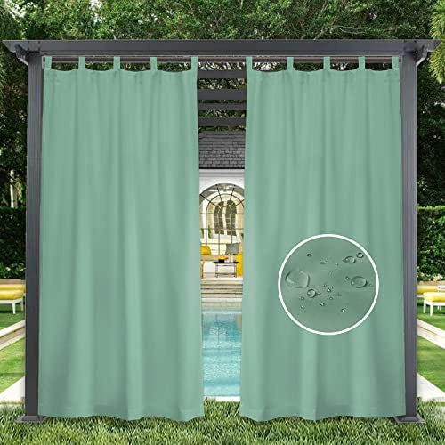 GZQIAWY 1 Panneau Rideaux Extérieurs Etanche Intérieur Occultant Rideau de Confidentialité pour Patio Piscine Cabane Pavillon Gazebo Pergola,101.6 cm x 101.6 cm (Largeur x Hauteur),Lac Vert