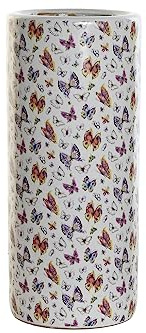 DRW Paraguero de Porcelana de Mariposas Redondo 19x19x45 cm